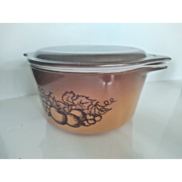 Vintage Pyrex Old Orchard Casserole Dish 473 1 Qt  Bowl w Lid - Picture 5 of 15
